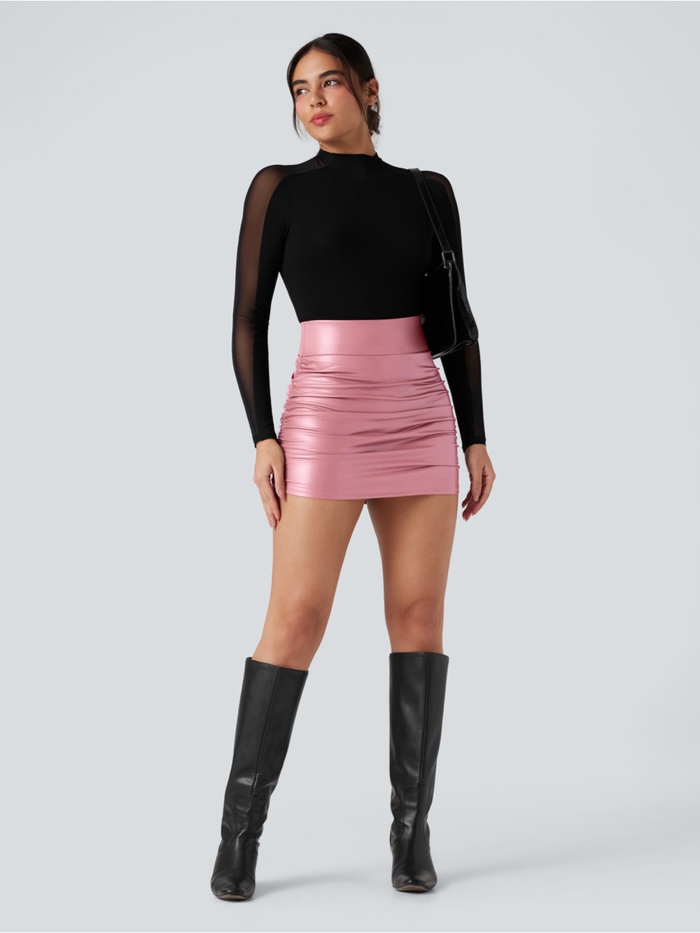 Halara Ruched Pink Mini Skirt size L - Picture 5 of 9